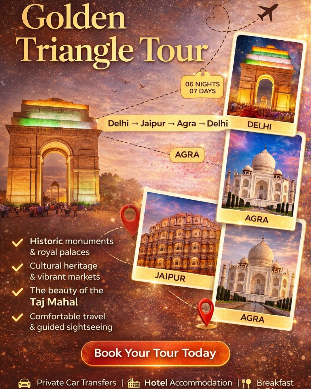 Golden triangle tour 6night 7days